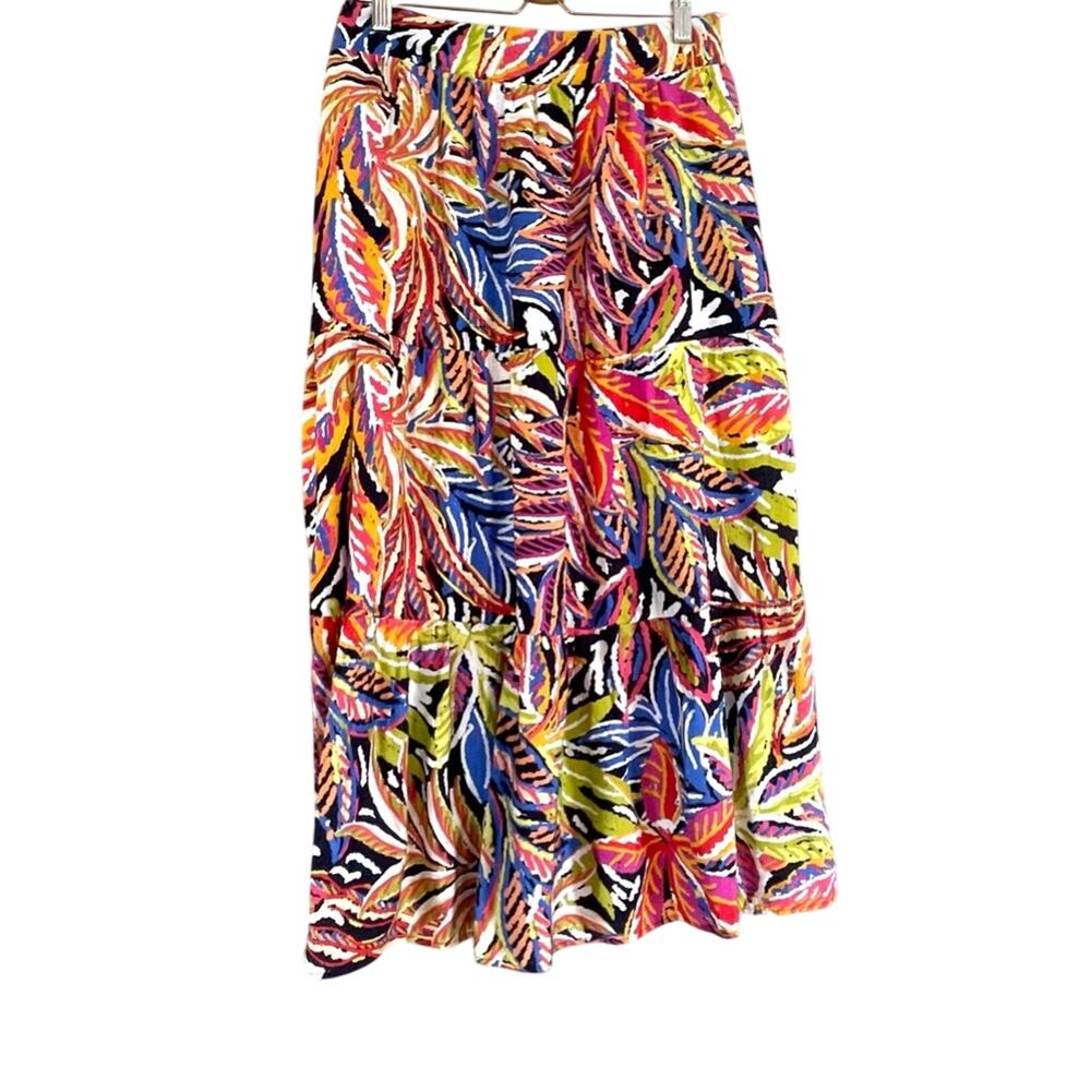 Rachel Zoe Midi Maxi Skirt Size M Colorful Tropical Print Tiered Summer Eclectic - Picture 6 of 6